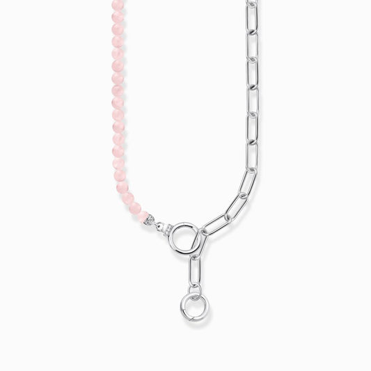 Thomas Sabo Necklace - Link Chain Elements and Rose Quartz Beads