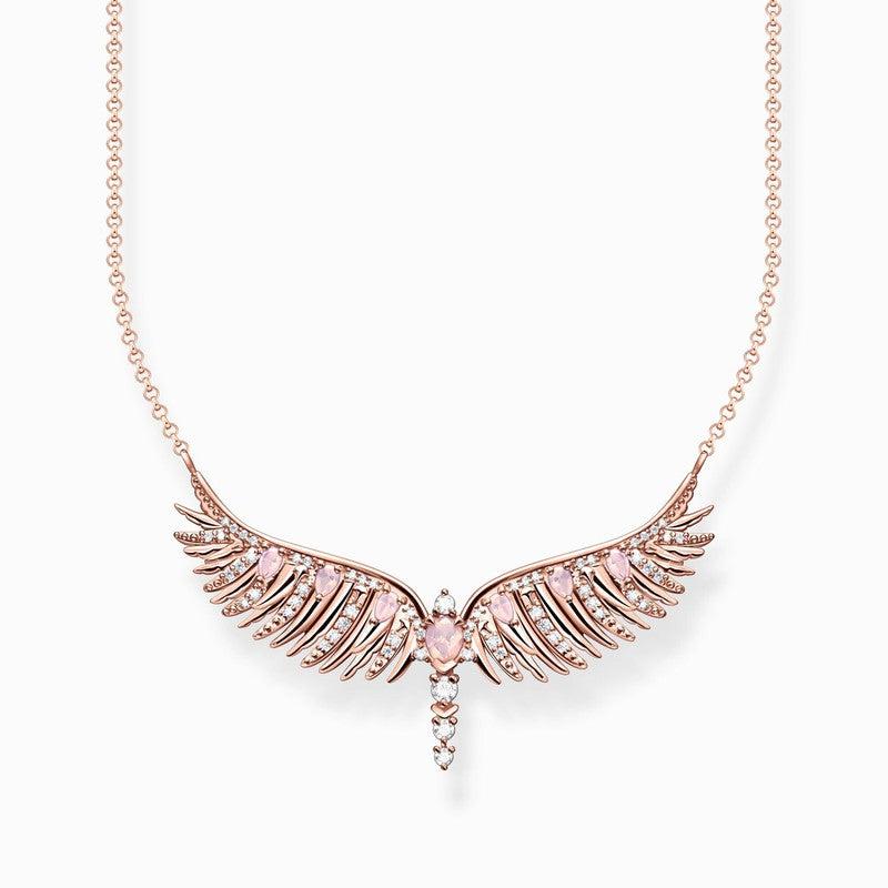 Thomas Sabo Necklace Phoenix Wing With Pink Stones Rose Gold