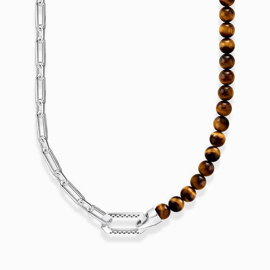 Thomas Sabo Necklace - Silver Blackened with Brown Beads