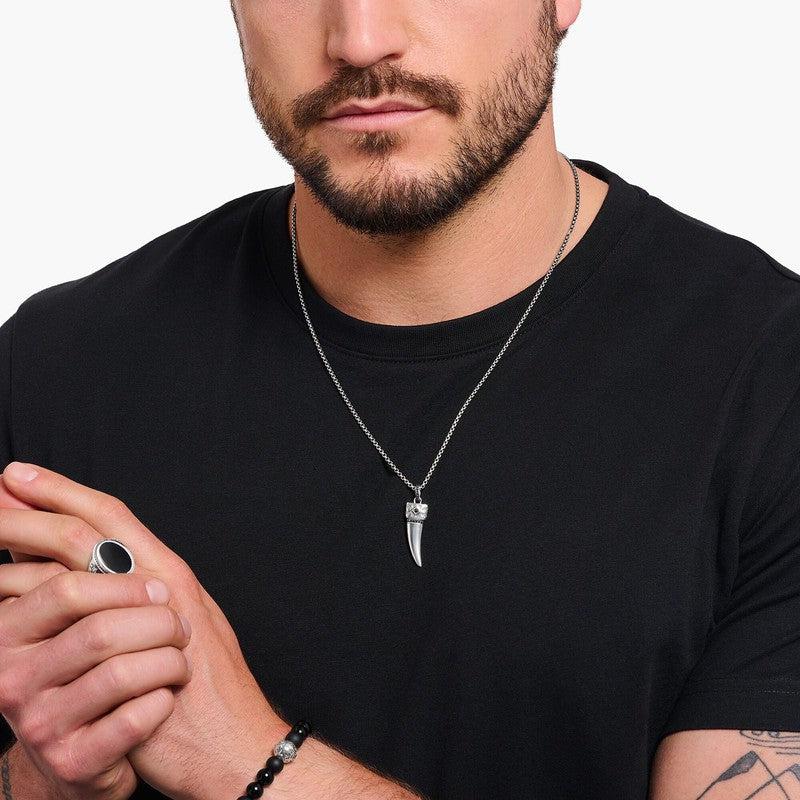 Thomas Sabo Necklace - Wolf's Tooth Pendant and Stones