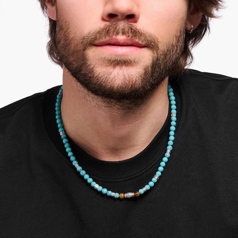 Thomas Sabo Necklace with Turquoise Beads and Tiger's Eye Beads