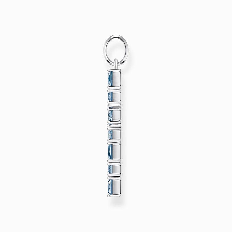 Thomas Sabo Pendant Cross with Aquamarine-Coloured Stones - Silver