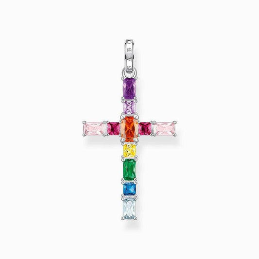 Thomas Sabo Pendant Cross with Colourful Stones - Silver