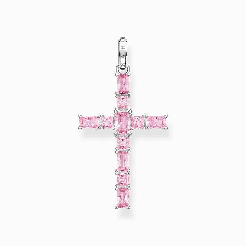 Thomas Sabo Pendant Cross with Pink Stones Silver