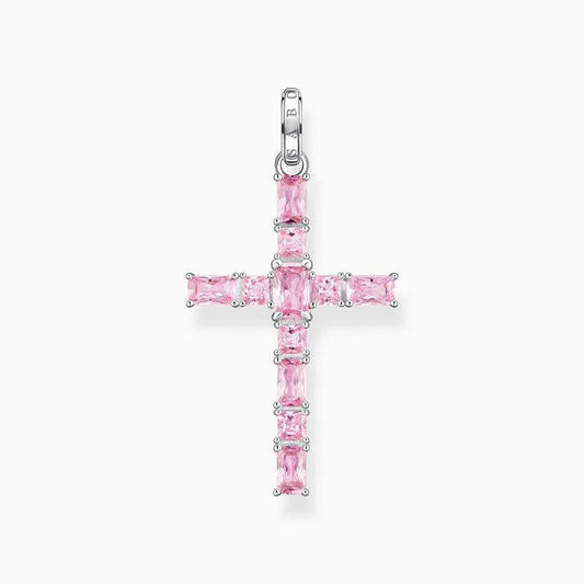 Thomas Sabo Pendant Cross with Pink Stones Silver