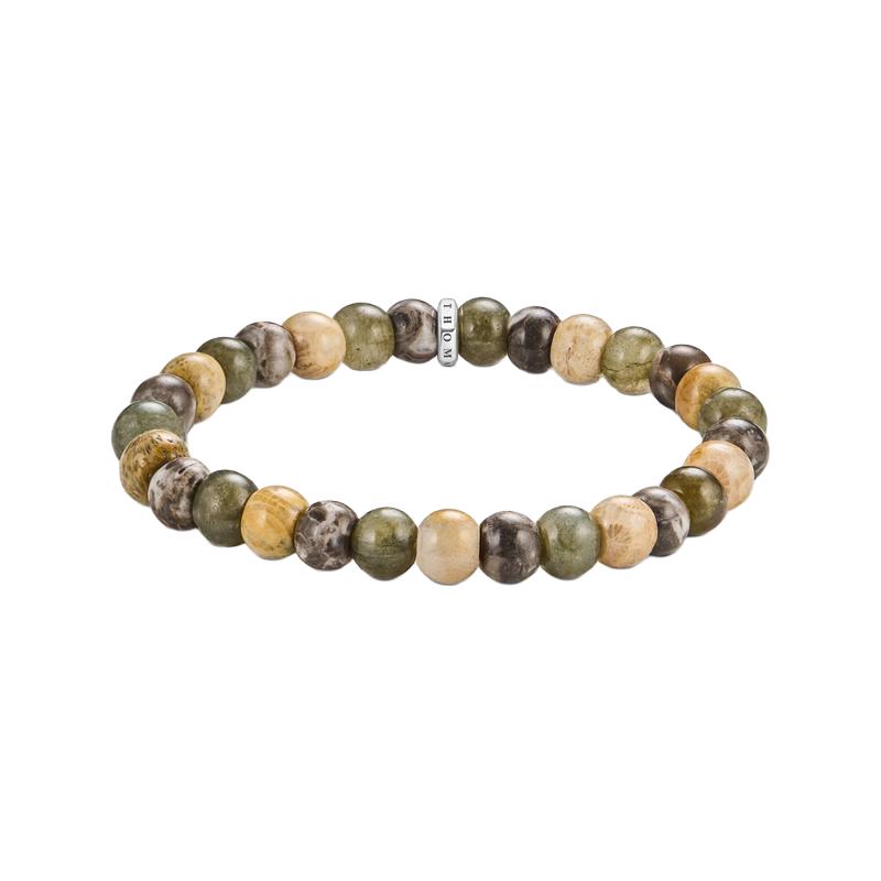 Thomas Sabo Polished Labradorite & Crocodile Jasper Beaded Bracelet