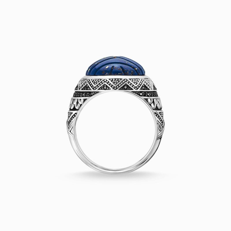 Thomas Sabo Ring - Blue Scarab - Blackened Silver