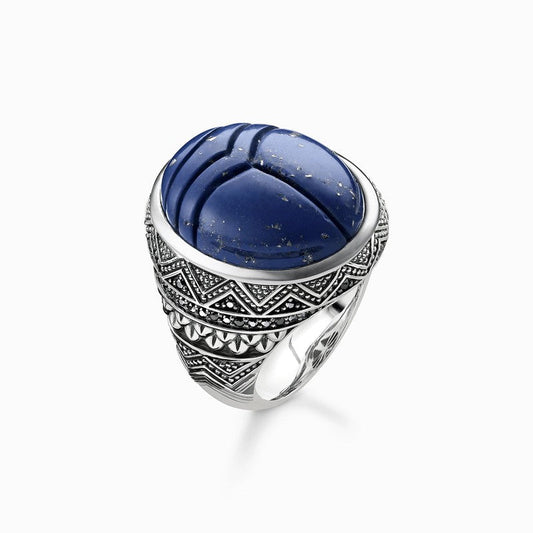 Thomas Sabo Ring - Blue Scarab - Blackened Silver