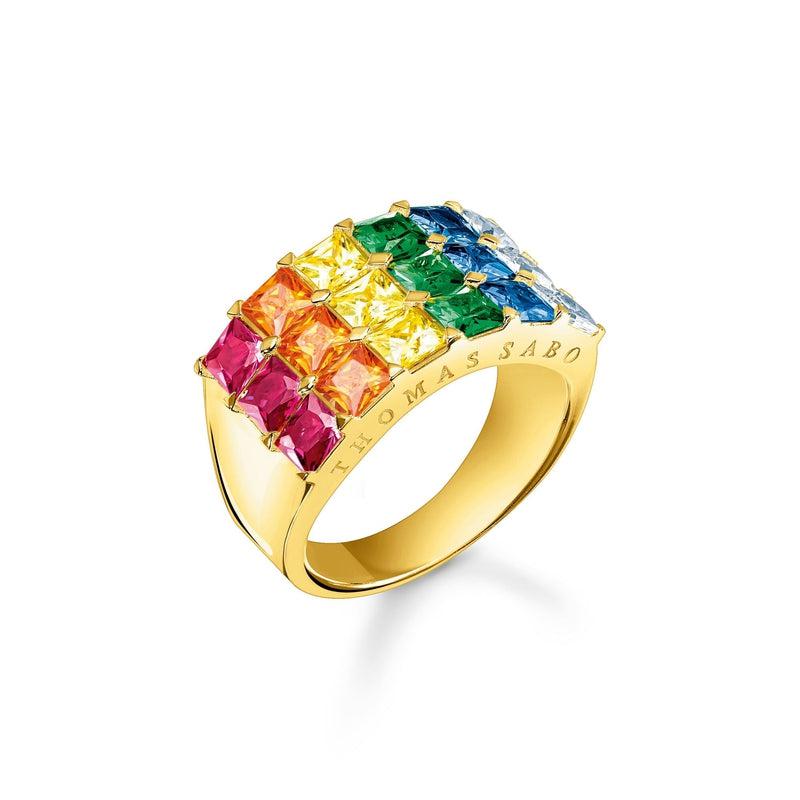 Thomas Sabo Ring Colourful Stones Pave Gold