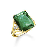 Thomas Sabo Ring - Green And White Stones - Gold