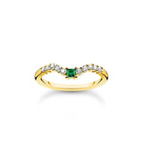 Thomas Sabo Ring Green Stone With White Stones Gold