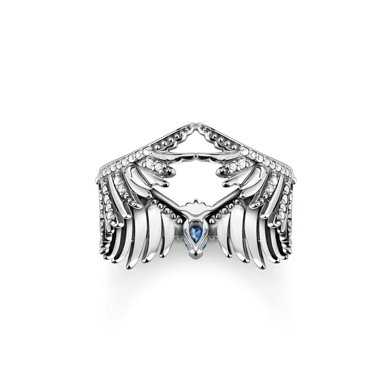 Thomas Sabo Ring Phoenix Wing With Blue Stones Silver