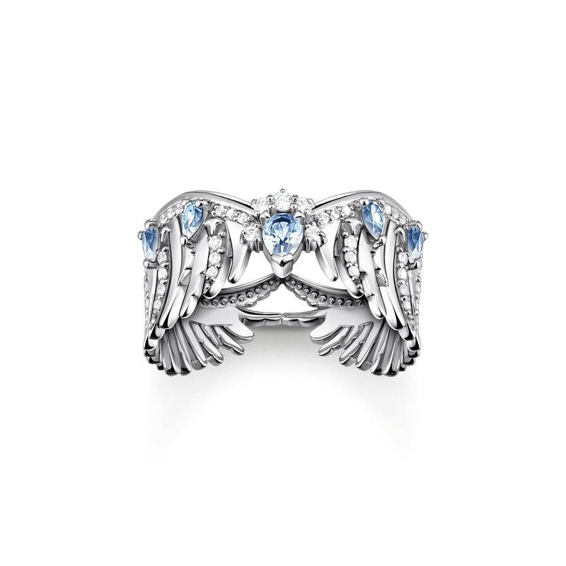 Thomas Sabo Ring Phoenix Wing With Blue Stones Silver