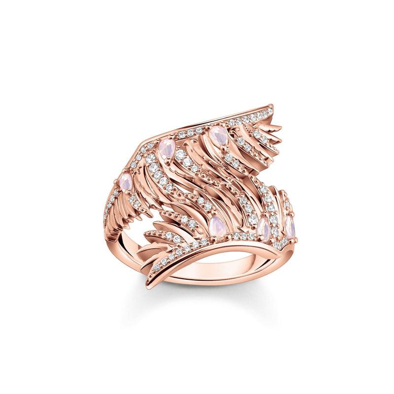 Thomas Sabo Ring Phoenix Wing With Pink Stones Rose Gold