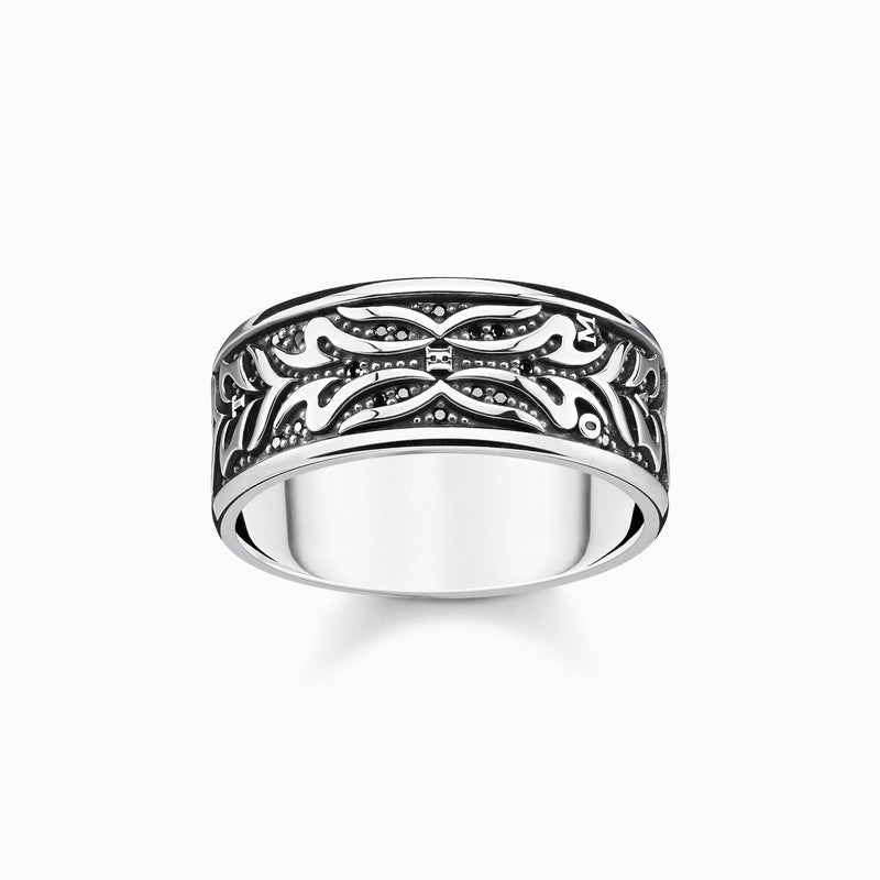 Thomas Sabo Ring - Tiger Patterned - Blackened Silver