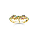 Thomas Sabo Ring - Dragonfly With Coloured Stones - Gold