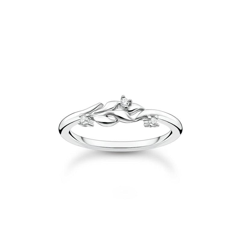 Thomas Sabo Ring leaves with white stones silver