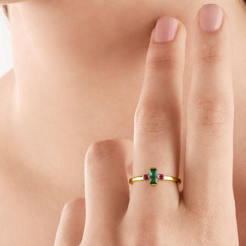 Thomas Sabo Ring stone baguette cut, green