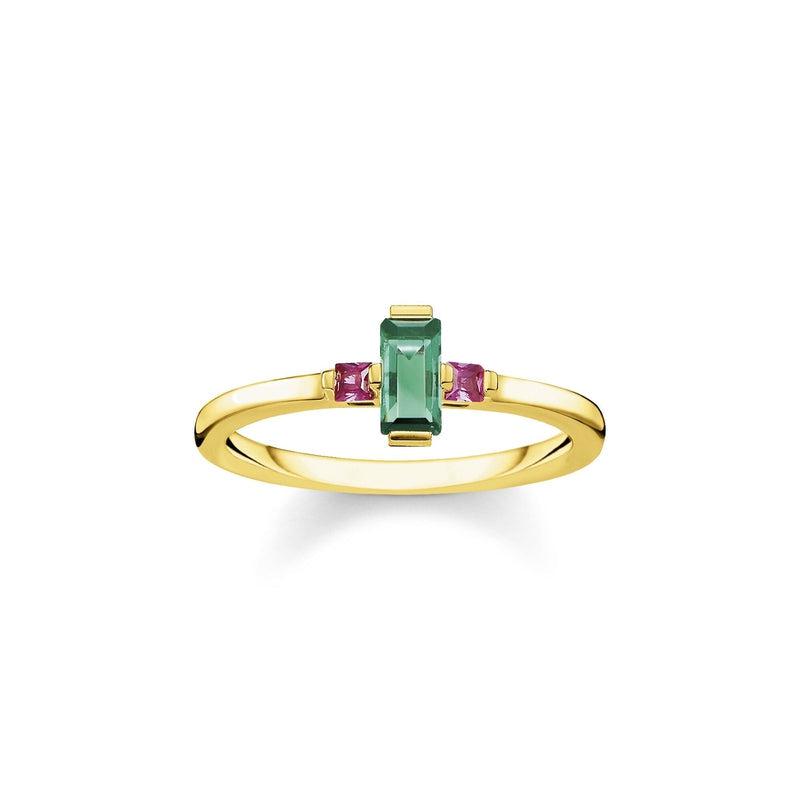 Thomas Sabo Ring stone baguette cut, green