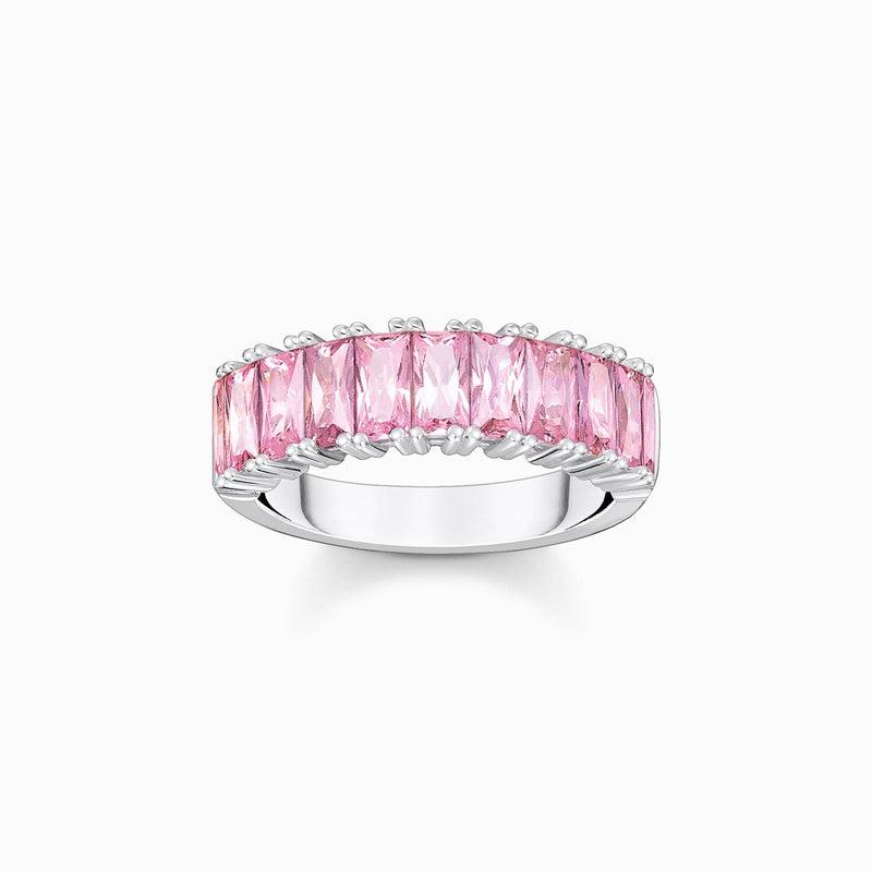 Thomas Sabo Ring with Pink Stones - PavÃ© Silver