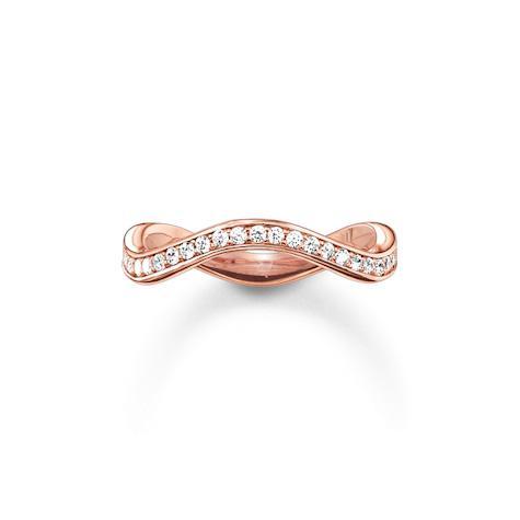 Thomas Sabo Rose Gold Plated Cubic Zirconia Narrow Wave Ring