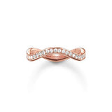 Thomas Sabo Rose Gold Plated Cubic Zirconia Narrow Wave Ring