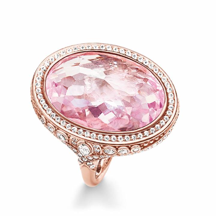 Thomas Sabo Rose Gold Plated Large Oval Pink CZ Ring