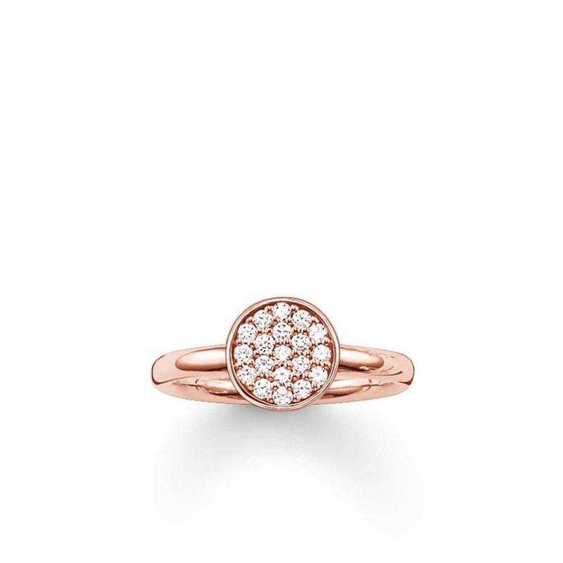 Thomas Sabo Rose Gold Plated Round Pave Ring