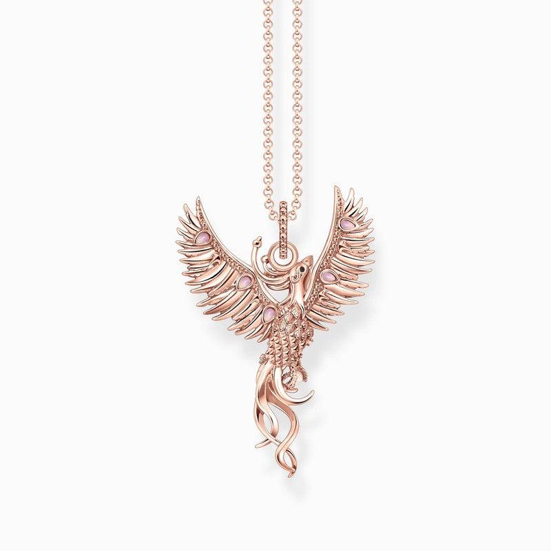 Thomas Sabo Rose-Gold plated Necklace with Phoenix Pendant and Various Stones