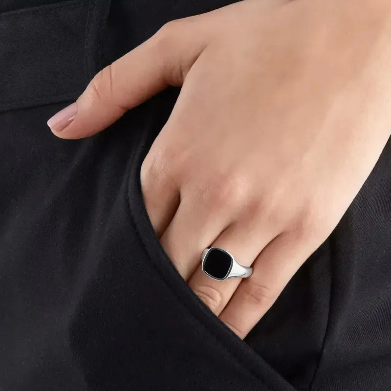 Thomas Sabo Signet Ring Sterling Silver with Onyx Black