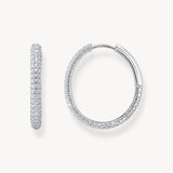 Thomas Sabo Silver Big Thin Hoop Earrings with White Zirconia