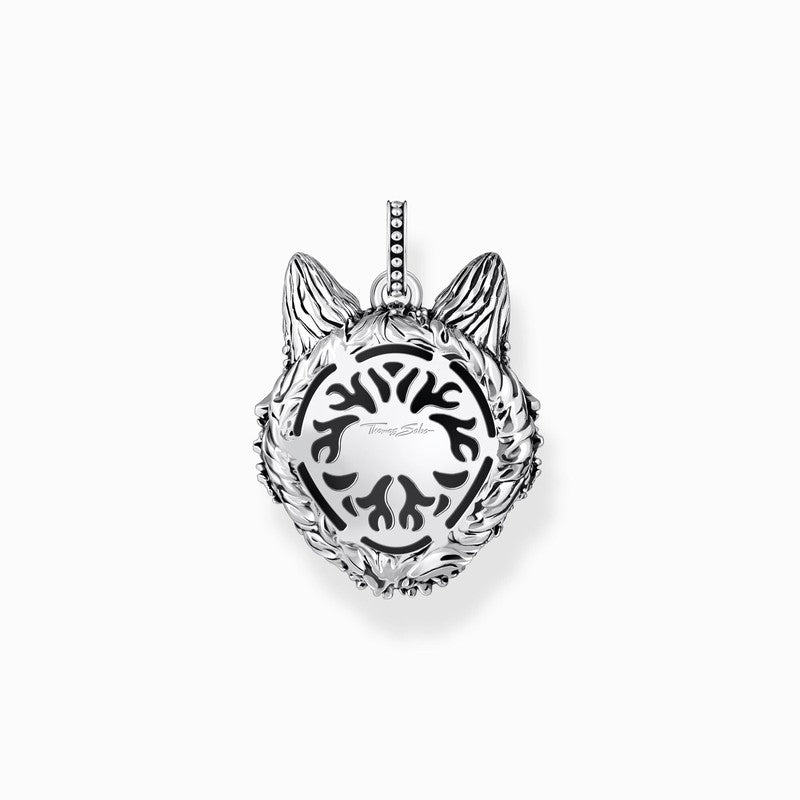 Thomas Sabo Silver Blackened Pendant Wolf's Face with Stones