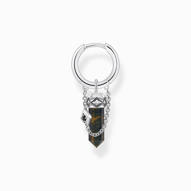 Thomas Sabo Silver Blackened Single Hoop Earring with Gold Blue Onyx Pendant