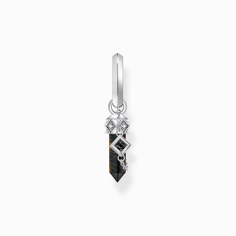 Thomas Sabo Silver Blackened Single Hoop Earring with Gold Blue Onyx Pendant