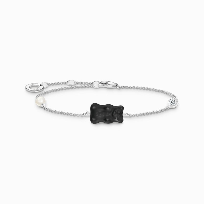 Thomas Sabo Silver Bracelet with Black Goldbears, Freshwater pearl & Zirconia