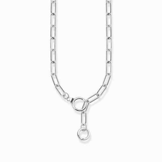 Thomas Sabo Silver Charm Necklace Blackened with Stone-studded Ring Clasp
