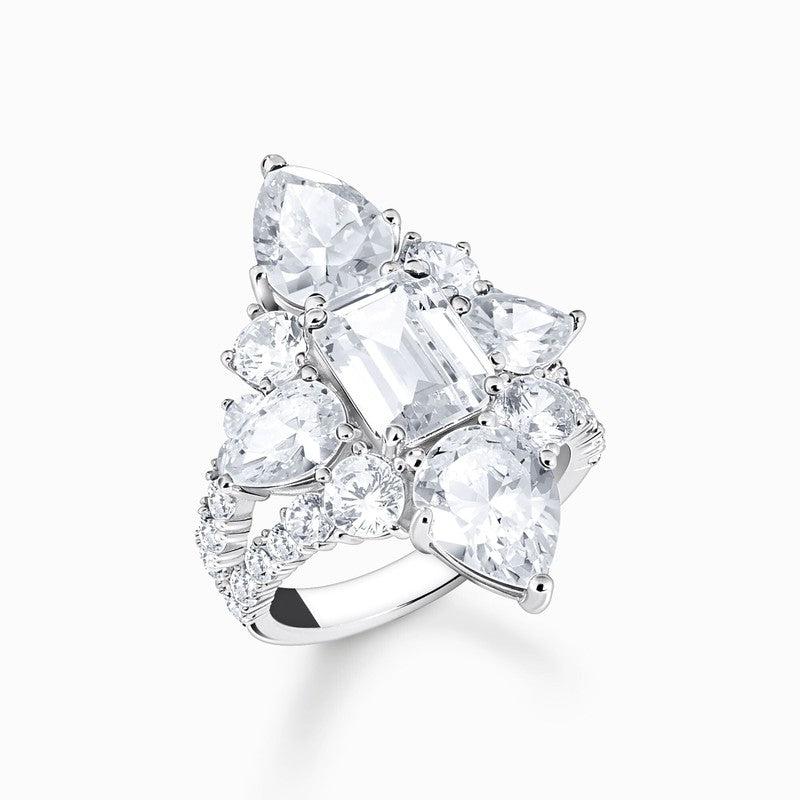 Thomas Sabo Silver Cocktail Ring with Clear Zirconia