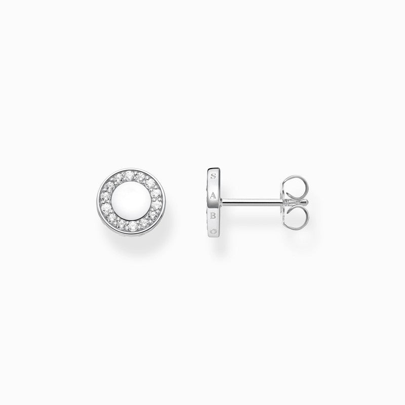 Thomas Sabo Silver Ear Studs Circle with White Stones