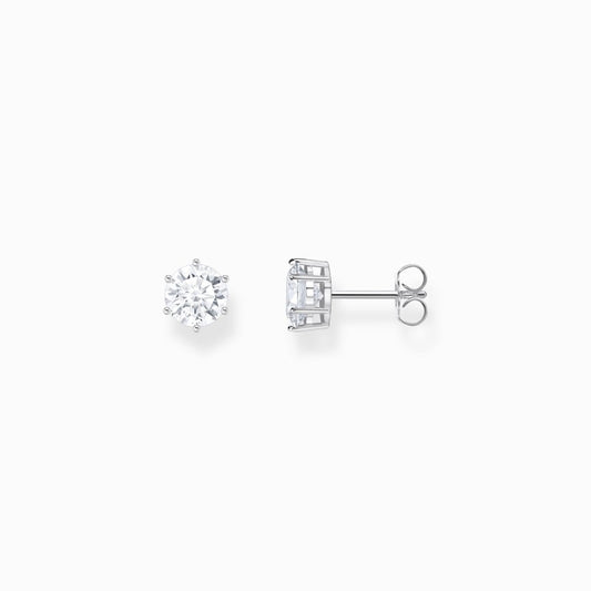 Thomas Sabo Silver Ear Studs with Big, White Zirconia