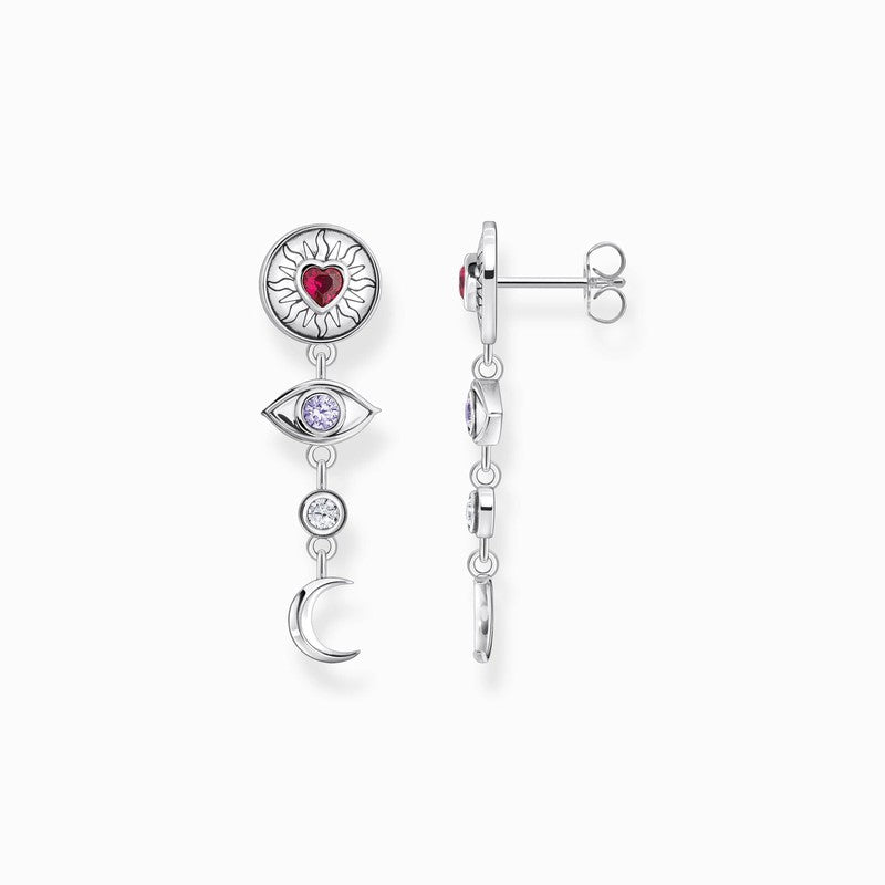 Thomas Sabo Silver Earrings with Different 3D symbols and Colourful Stones