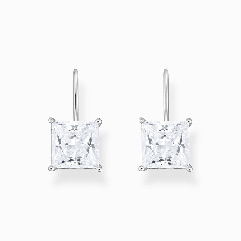 Thomas Sabo Silver Earrings with Square Pendant and White Zirconia