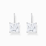 Thomas Sabo Silver Earrings with Square Pendant and White Zirconia