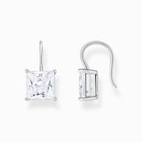 Thomas Sabo Silver Earrings with Square Pendant and White Zirconia