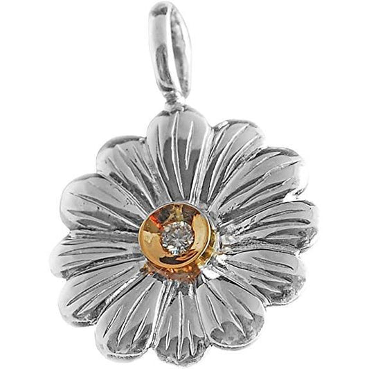 Thomas Sabo Silver Flower Pendant with Eyelet with Gold and Diamond