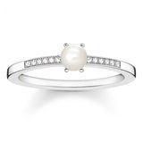 Thomas Sabo Silver Freshwater Pearl Diamond Shoulders Ring