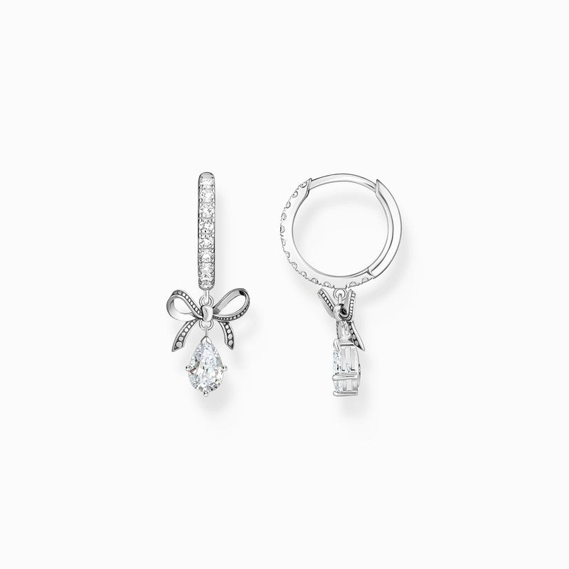 Thomas Sabo Silver Hoop Earrings with Bow Pendant