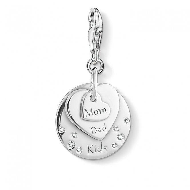 Thomas Sabo Silver Mom Dad Kids Hearts Charm