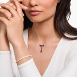 Thomas Sabo Silver Necklace in Y-shape with Pink, Red and Violet Zirconia