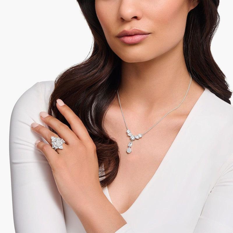 Thomas Sabo Silver Necklace in Y-shape with White Zirconia Stones