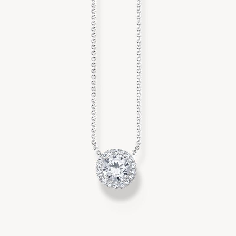 Thomas Sabo Silver Necklace with Halo Pedant & White Zirconia